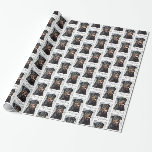 Rottweiler WeihnachtsPackpapier Geschenkpapier (Ungerollt)