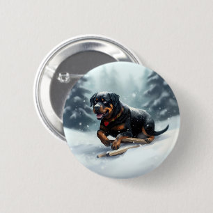 Rottweiler Weihnachtsschnee Winter Kissen Button