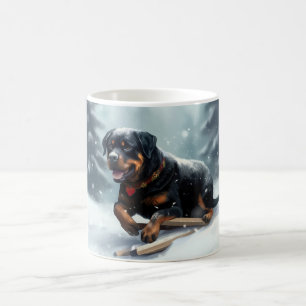 Rottweiler Weihnachtsschnee Winter Kissen Kaffeetasse