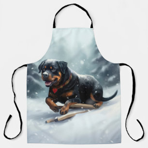 Rottweiler Weihnachtsschnee Winter Kissen Schürze