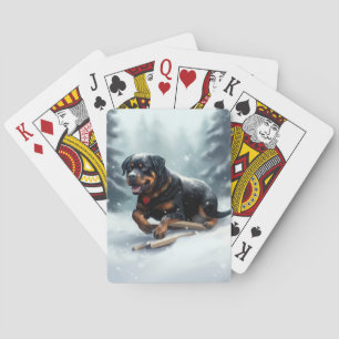 Rottweiler Weihnachtsschnee Winter Kissen Spielkarten