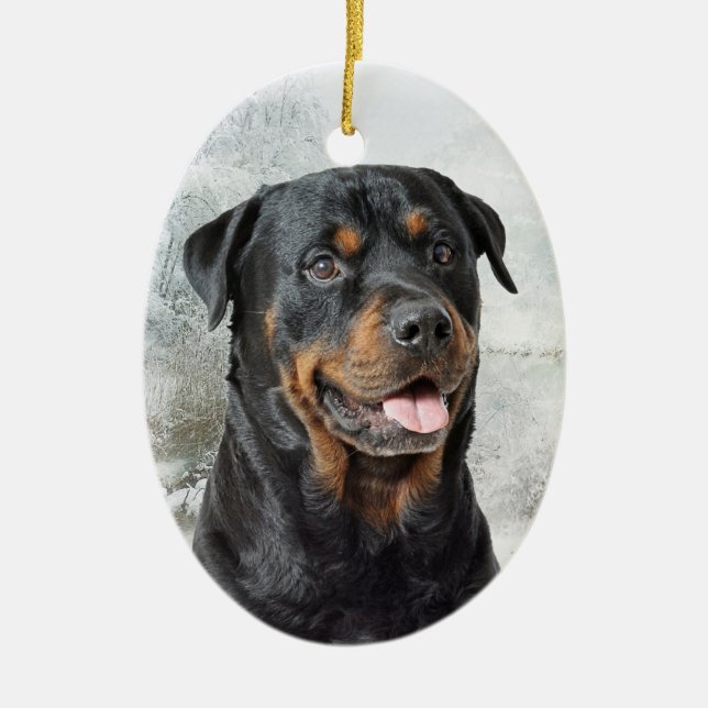 Rottweiler Weihnachtsverzierung Keramik Ornament (Vorne)