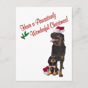 Rottweiler Weihnachtswünsche Feiertagspostkarte