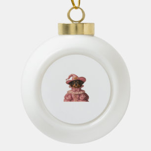 Rottweiler-Welpe als rosa Hexe verkleidet ? Süß Keramik Kugel-Ornament