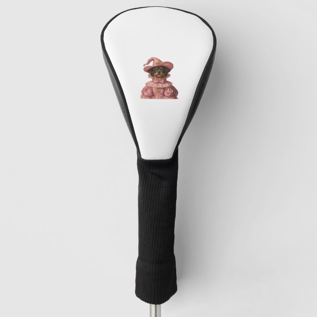 Rottweiler Welpe, gekleidet als rosa Hexe - Niedli Golf Headcover (Vorderseite)