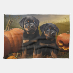 Rottweiler Welpe Herbst Delight Pumpen Geschirrtuch