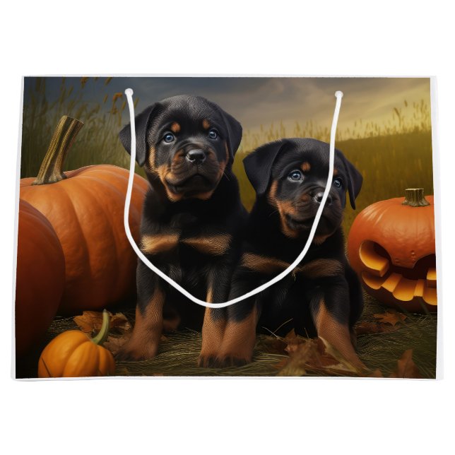 Rottweiler Welpe Herbst Delight Pumpen Große Geschenktüte (Vorderseite)