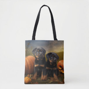 Rottweiler-Welpe Herbstfreude Kürbis
