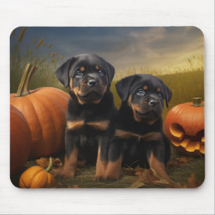 Rottweiler-Welpe Herbstfreude Kürbis Mousepad