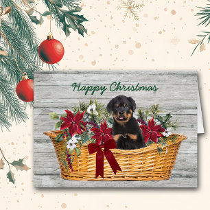 Rottweiler Welpe in Basketball Weihnachtskarte