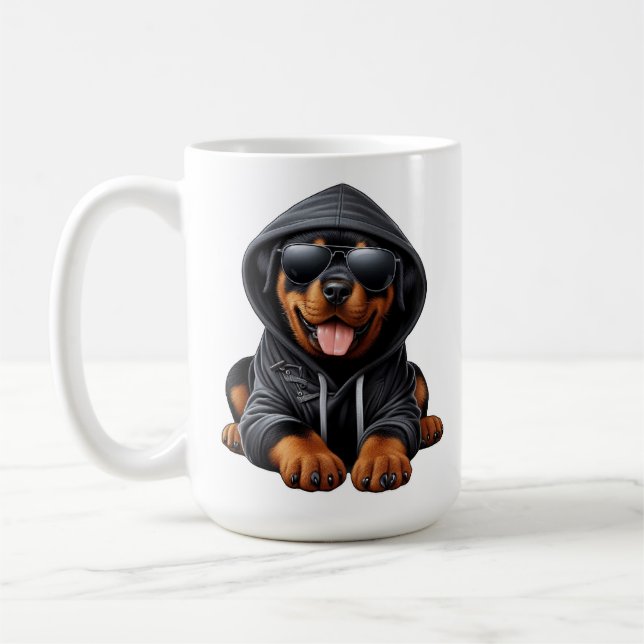 Rottweiler Welpe in Hooded Sweatshirt Kaffeetasse (Links)