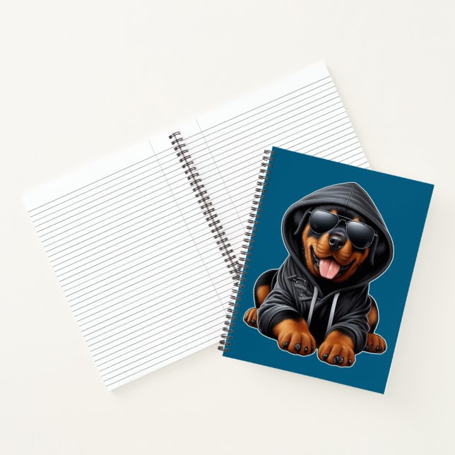 Rottweiler Welpe in Hooded Sweatshirt Notizbuch (Innenseite)