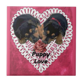 Rottweiler Welpe Liebe Valentines Fliese