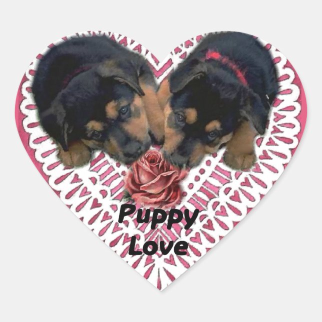 Rottweiler Welpe Liebe Valentines Herz-Aufkleber (Vorderseite)