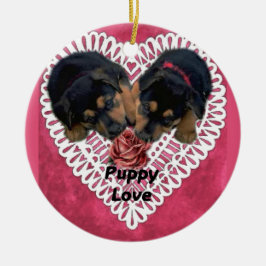 Rottweiler Welpe Liebe Valentines Keramikornament