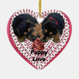 Rottweiler Welpe Liebe Valentines Keramikornament