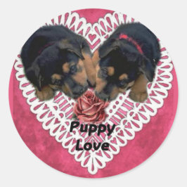 Rottweiler Welpe Liebe Valentines Runder Aufkleber