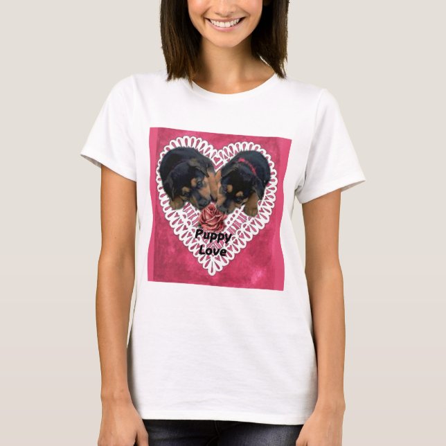 Rottweiler Welpe Liebe Valentines T-Shirt (Vorderseite)