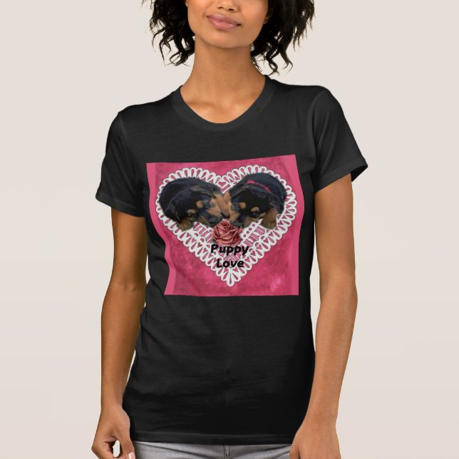 Rottweiler Welpe Liebe Valentines T-Shirt (Vorderseite)