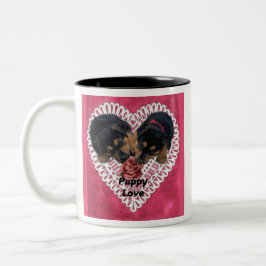 Rottweiler Welpe Liebe Valentines Zweifarbige Tasse