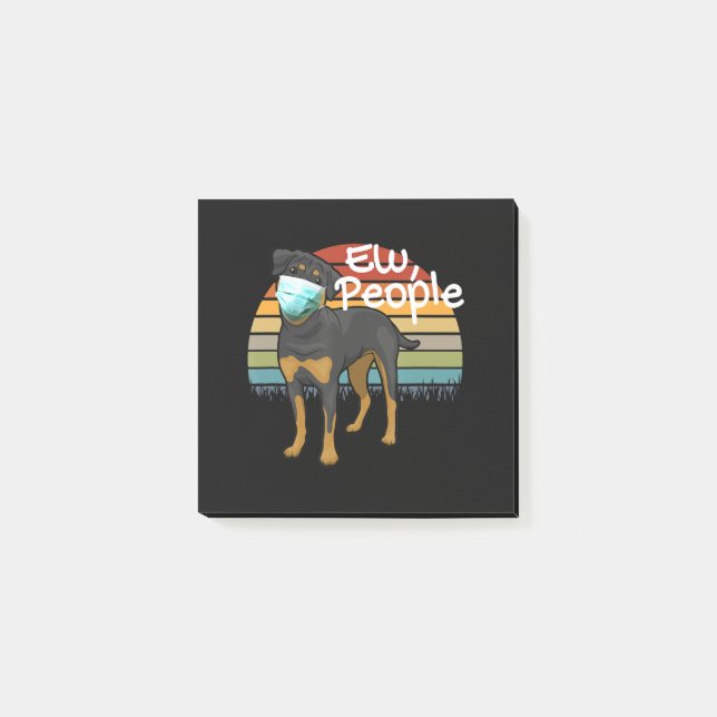 Rottweiler Welpe mit Maske - Ew People - Rottweile Post-it Klebezettel (Vorderseite)