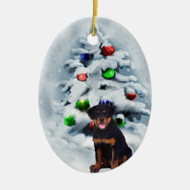 Rottweiler Welpe Weihnachtsgeschenke Ornamente (Vorne)