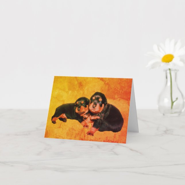 Rottweiler Welpen Dog Art Blank Note Card Karte (Kleines Gewächs)