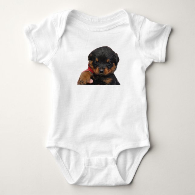 Rottweiler Welpen-Rot Baby Strampler (Vorderseite)
