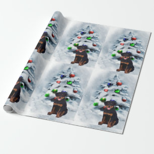 Rottweiler Welpen-Weihnachten Geschenkpapier