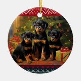 Rottweiler Welpen Weihnachten Keramik Ornament