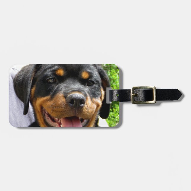 Rottweiler Welpengesicht Hund Niedlich Gepäckanhänger (Vorderseite horizontal)