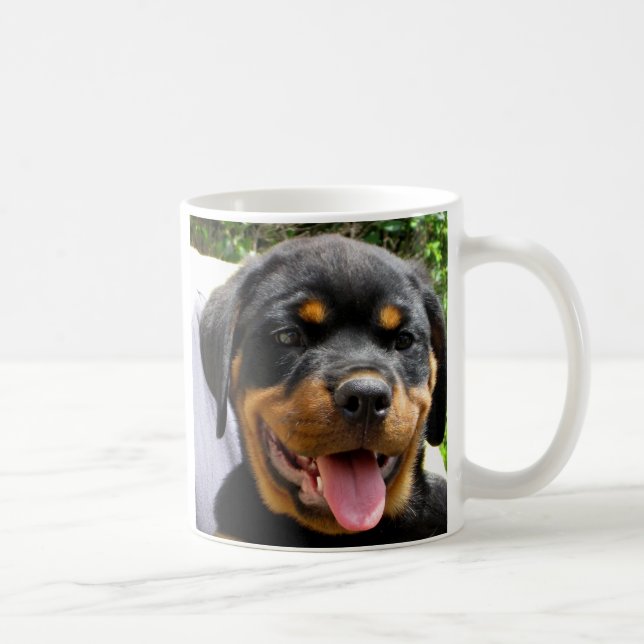 Rottweiler Welpengesicht Hund Niedlich Tasse (Rechts)