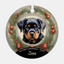Rottweiler Welppy's First Christmas Ornament Aus Metall