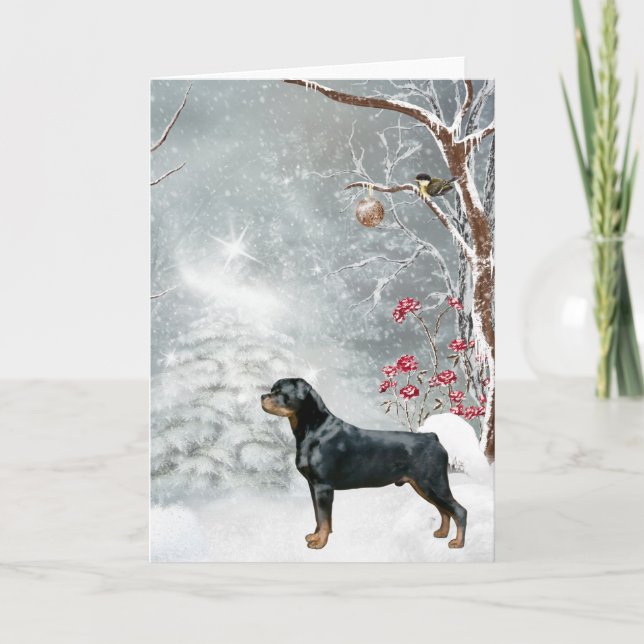 Rottweiler Winter Wonderland Holiday Card Feiertagskarte (Vorderseite)