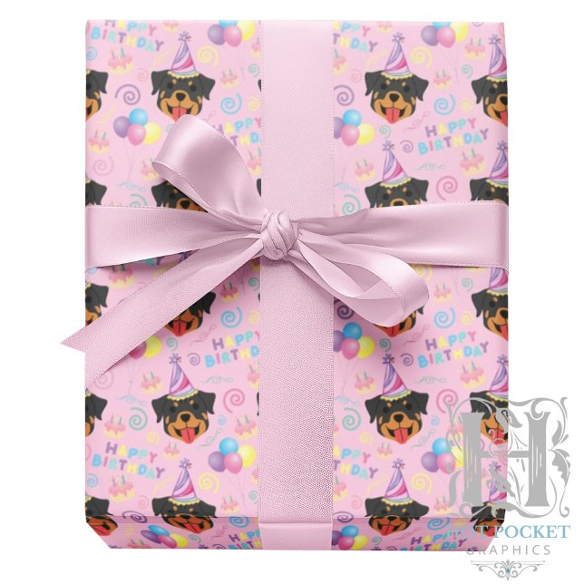 Rottweiler Wrapping Paper in Pink Geschenkpapier (Von Creator hochgeladen)
