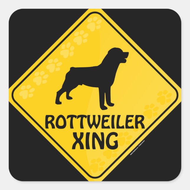 Rottweiler Xing Quadratischer Aufkleber (Vorderseite)