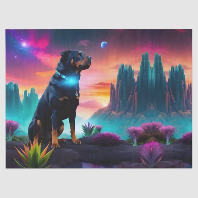 Rottweiler zu einer Alien World Seidenpapier (Vorderseite)