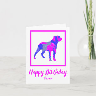 RottweilerPink Dog Sillhouette Funny Birthday Karte