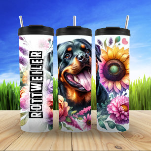 Rottweilers BlumenMajestät Thermosbecher