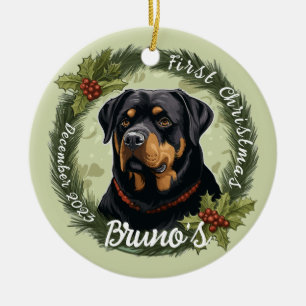 Rottweilers erste Weihnachten Keramik Ornament
