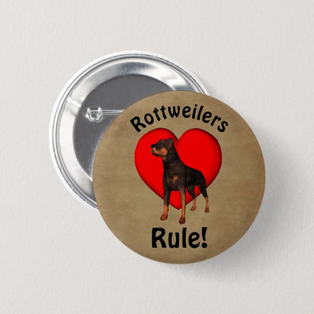 Rottweilers Regel Hund Lover Button (Vorne & Hinten)