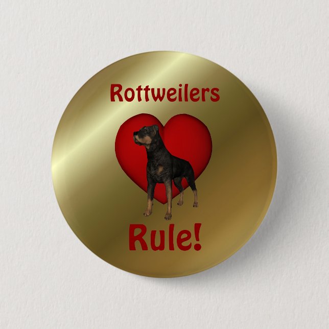 Rottweilers Regel Niedlicher Dog-Button Button (Vorderseite)