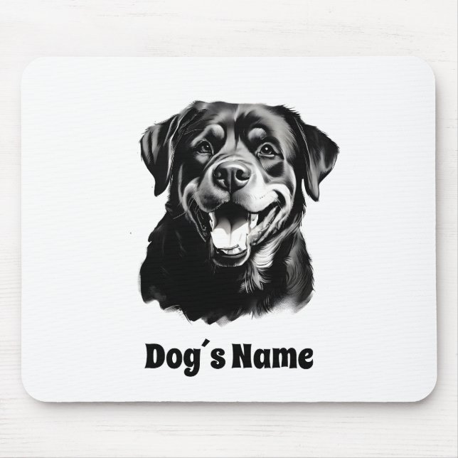 Rottweilers Schwarz-Weiß-Silhoutte Mousepad (Vorne)