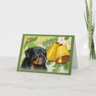 Rottweiller Weihnachtskarte Bell Feiertagskarte