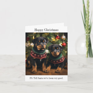Rottweiller Welpen Glückliche Weihnachtskarte Karte