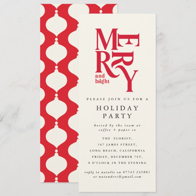 Rottypografie Weihnachtsfeier Einladung (Vorne/Hinten)