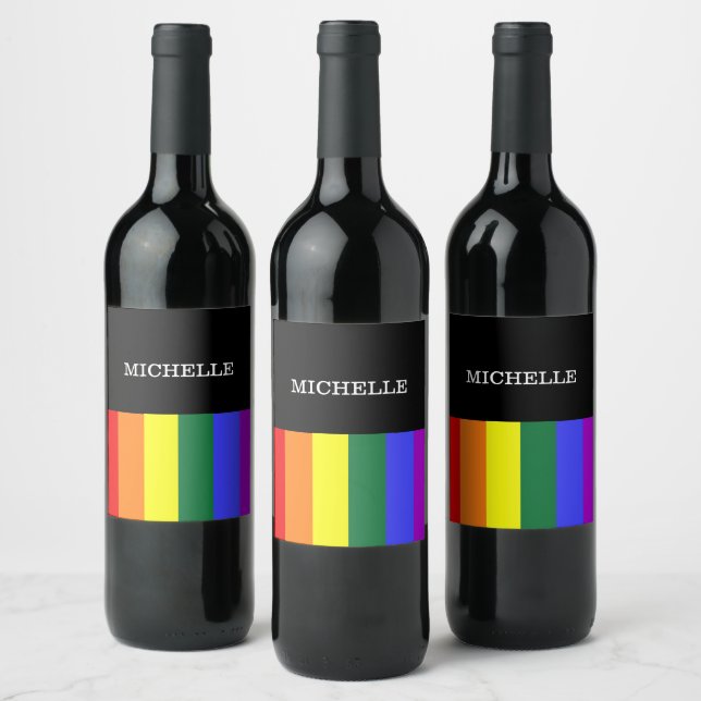 Rótulos Vinho Orgulho Gay Rainbow Personalizado Weinetikett (Flaschen)