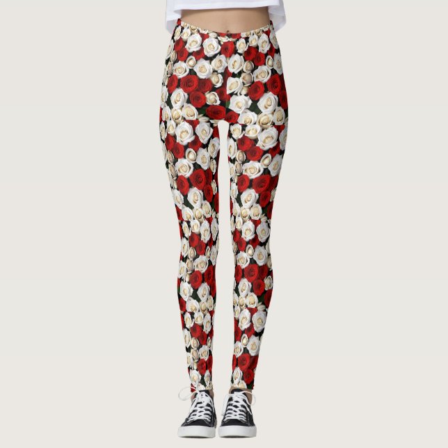 RotundWeißeRosen Leggings (Vorderseite)