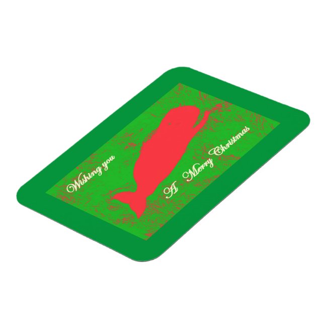 Rotwal auf grünem Weihnachtsmagnet Magnet (Linke Seite)