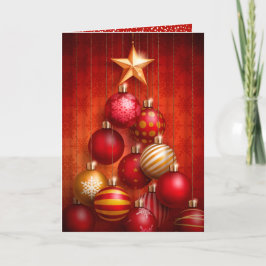 Rotweihnachtsbaumschmuck geklappt feiertagskarte